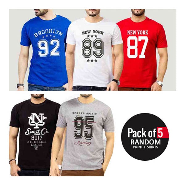 PACK OF 5 RANDOM PRINT T-SHIRTS