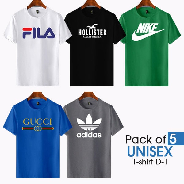 PACK OF 5 UNISEX T-SHIRTS D-1