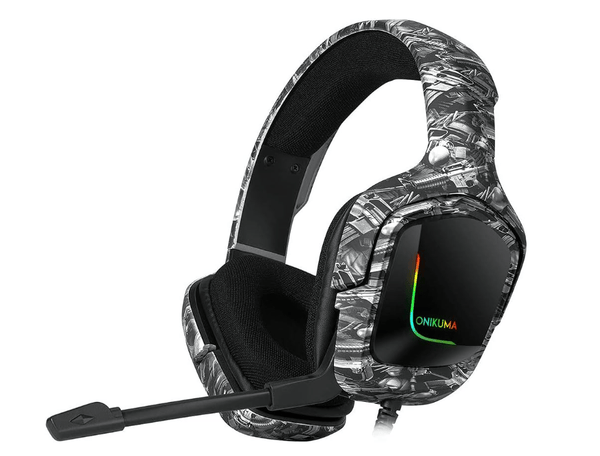 ONIKUMA K20 3.5mm RGB LED Wired Headphones for PC Phone PS4 (Camo White)