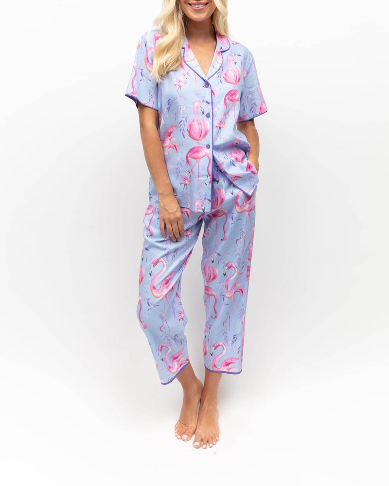 Zoey Flamingo Print Cropped Pyjama Set - Dubai Offers Today