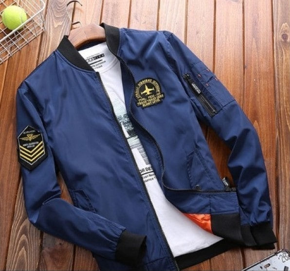 Blue bomber jacket For Men's