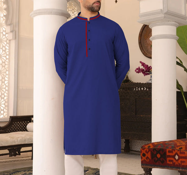 Men's Navy Blue Plain Kurta 3064