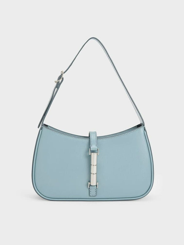 Slate Blue Cesia Metallic Accent Bag