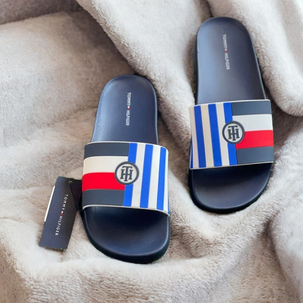 Davern Striped Pool Slides Slippers