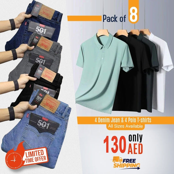 PACK OF 8 DENIM JEANS & POLO T-SHIRTS