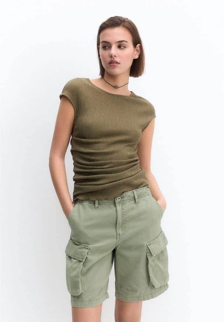 Womens Cargo Shorts - Light Green - Dubai Offers Today
