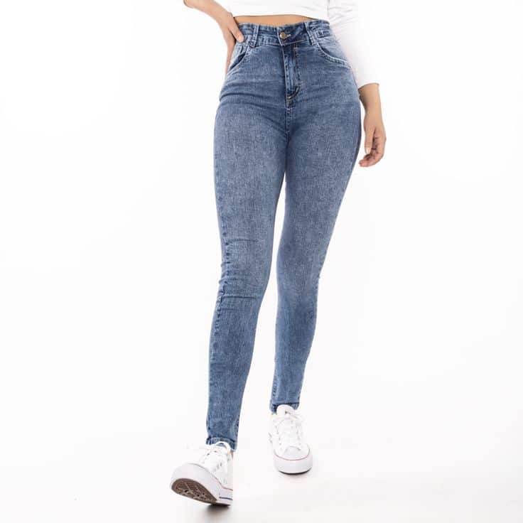 Womens Mid Blue Plain Stretchable Jeans - 5215 - Dubai Offers Today