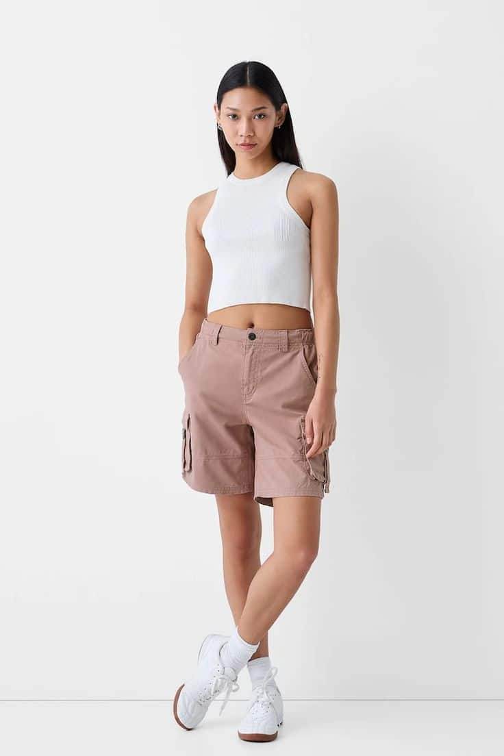 Womens Cargo Shorts - Light Brown - Dubai Offers Today