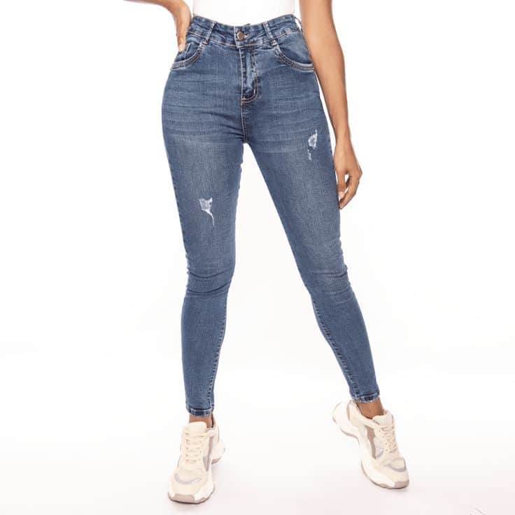 Womens Blue Distressed Jeans - 5216 - Dubai Offers Today
