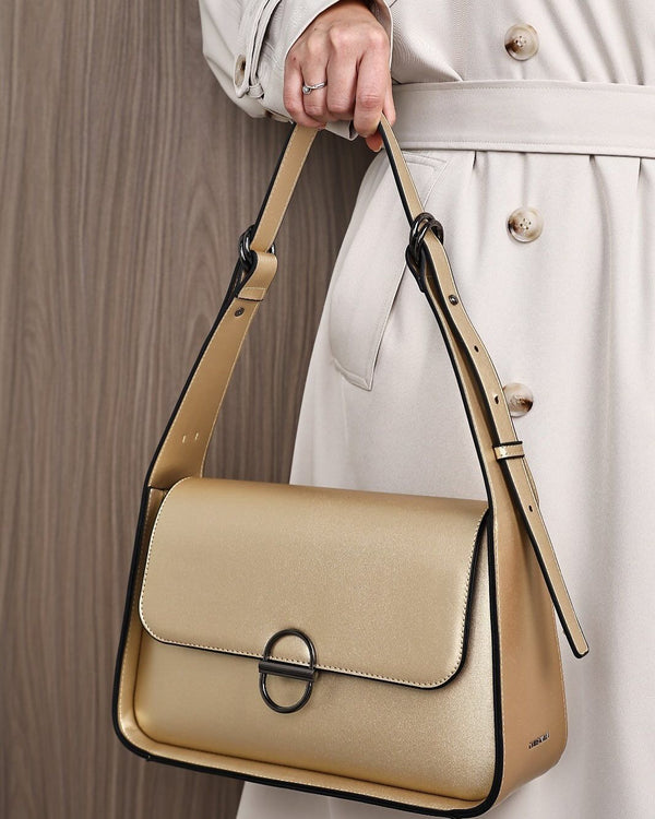 Mona Ring-Closure Baguette Shoulder Bag