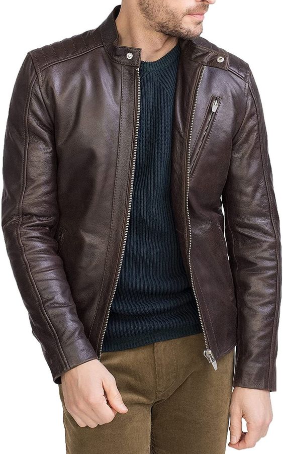 Tan Brown Leather Jacket for Men