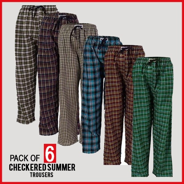 PACK OF 6 CHECKERED SUMMER TROUSERS
