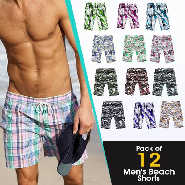 PACK OF 12 MENS BEACH SH0RTS