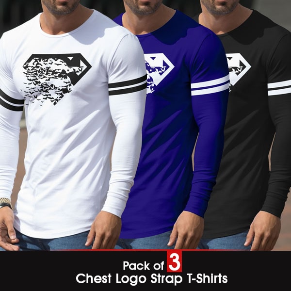 PACK OF 3 CHEST LOGO STRAP T-SHIRTS