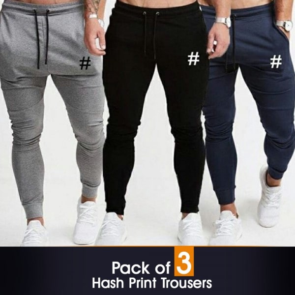 PACK OF 3 HASH PRINT TROUSERS