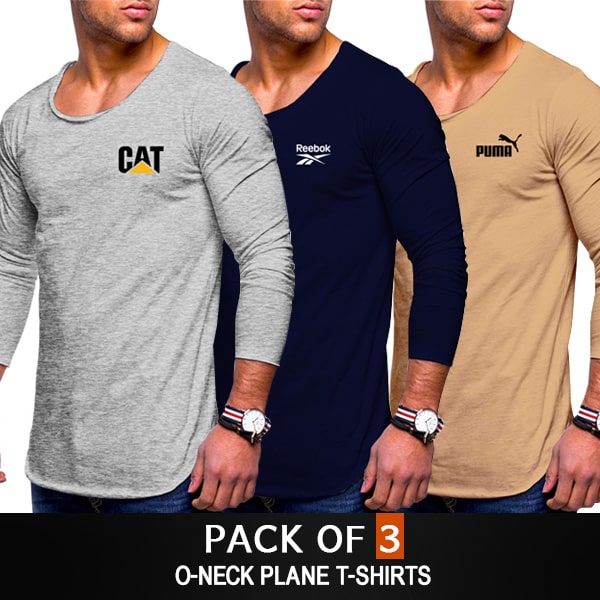 PACK OF 3 O-NECK PLANE T-SHIRTS