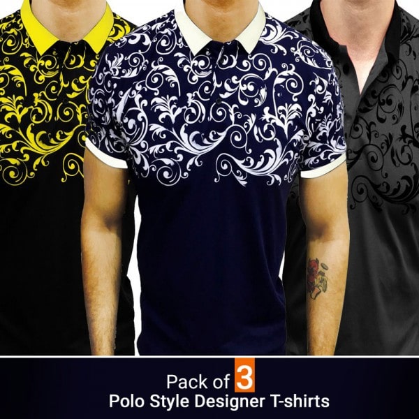 PACK OF 3 POLO STYLE DESIGNER T-SHIRTS