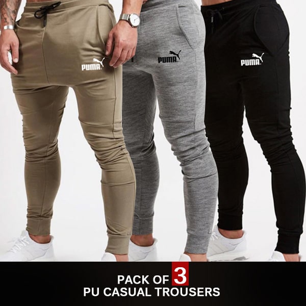 PACK OF 3 PU CASUAL TROUSERS