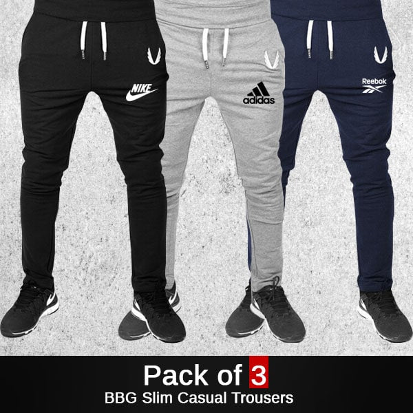 PACK OF 3 BBG SLIM CASUAL TROUSERS