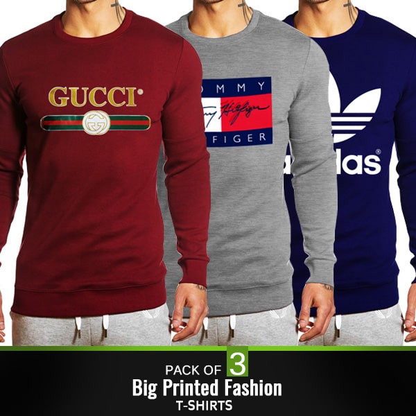 PACK OF 3 BIG PRINTED FASHION T-SHIRTS