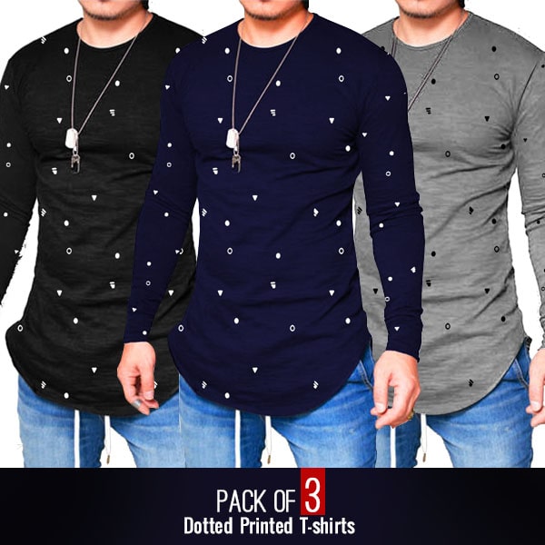 PACK OF 3 DOTTED PRINTED T-SHIRTS