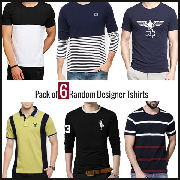 PACK OF 6 RANDOM DESIGNER T-SHIRTS