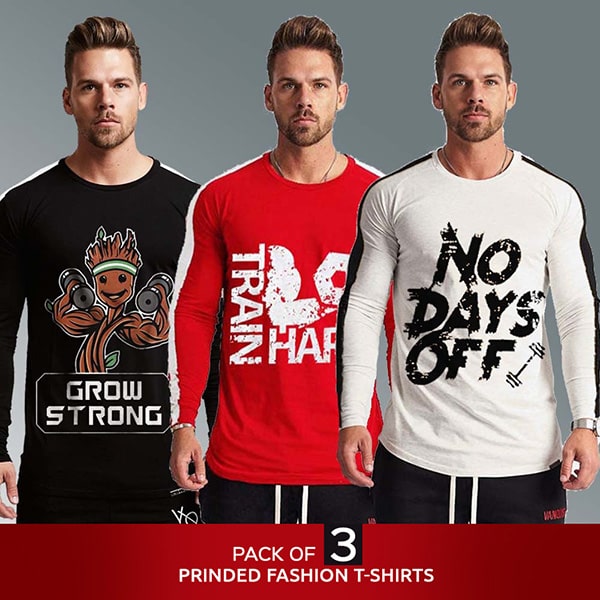 PACK OF 3 PRINTED FASHION T-SHIRTS