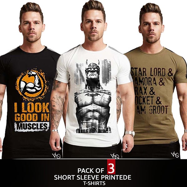 PACK OF 3 SHORT SLEEVE PRINTED T-SHIRTS
