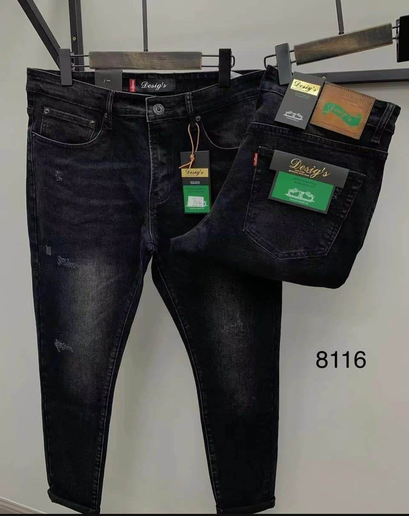 Charcoal Grey Denim Distressed Jeans - 3823 - Dubai Offers Today