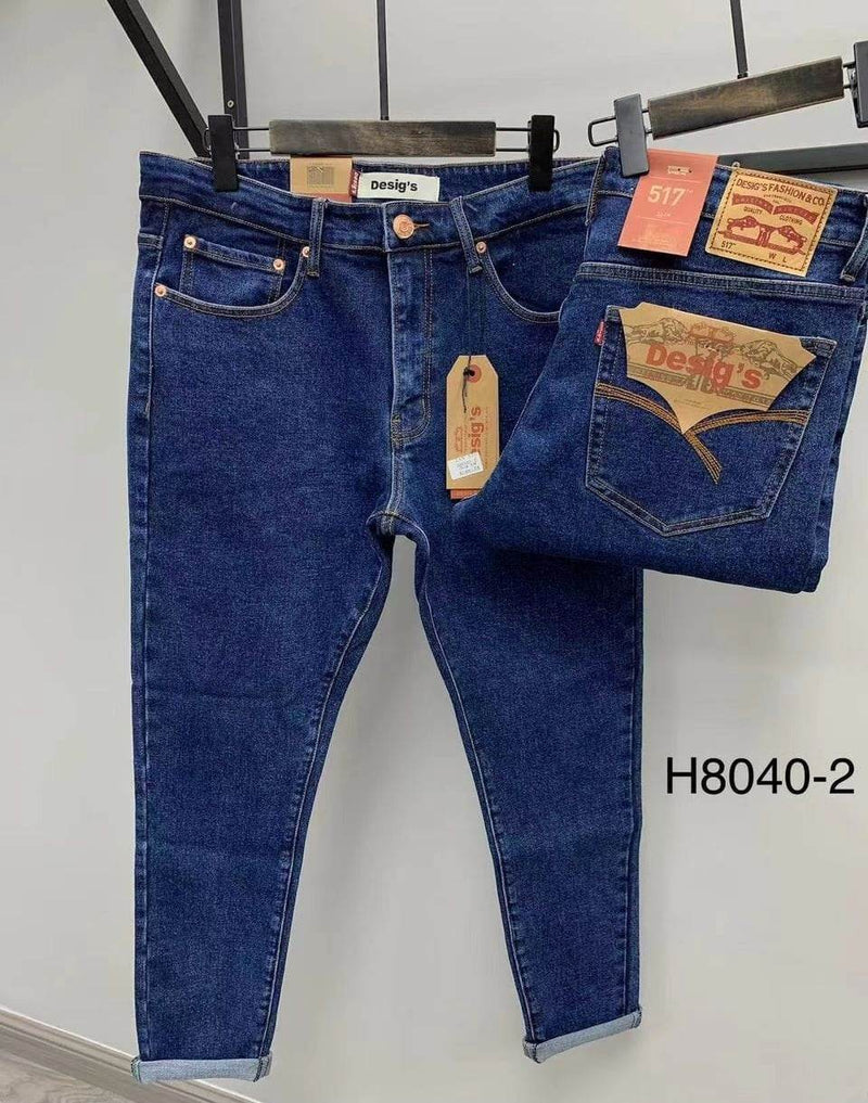 Dark Blue Plain Stretchable Jeans - 3814 - Dubai Offers Today