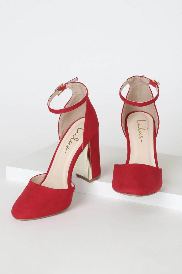 Red Suede Ankle Strap Heels - Dubai Offers Today