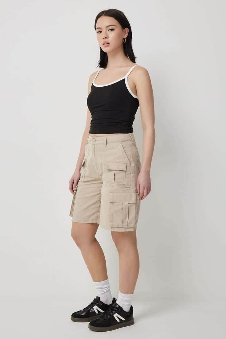 Womens Cargo Shorts - Beige - Dubai Offers Today