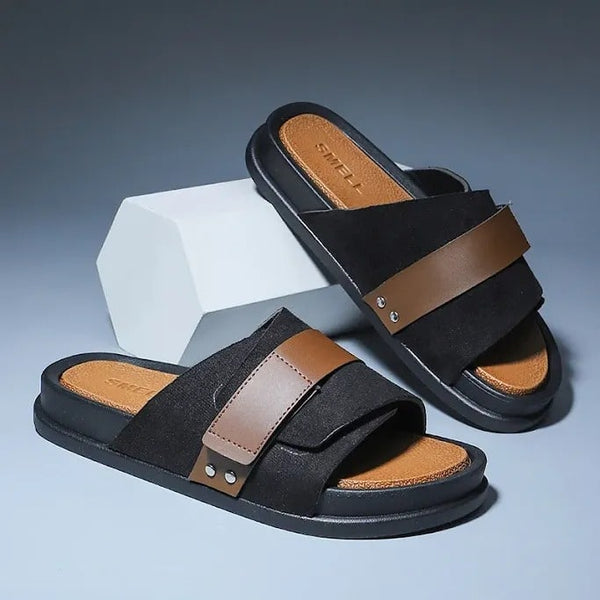 Men's Leather Slide Sandals