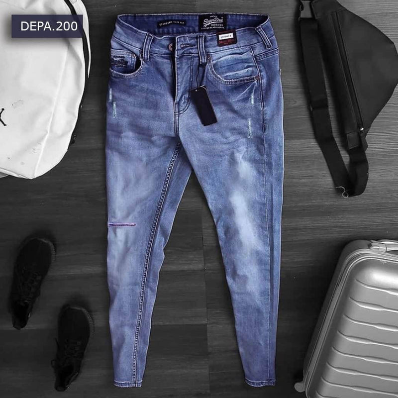 Close-up distressed denim texture light blue - 3409 