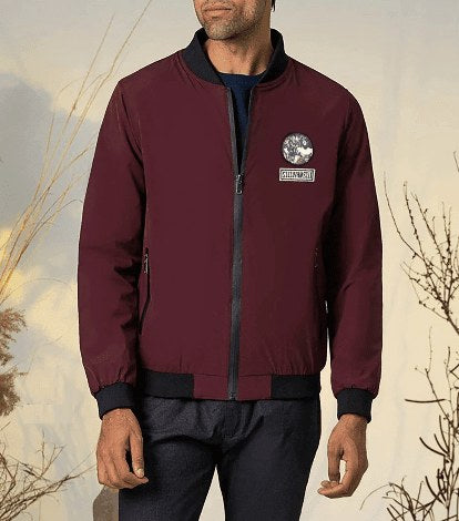 Men's Maroon Bomber Jacket