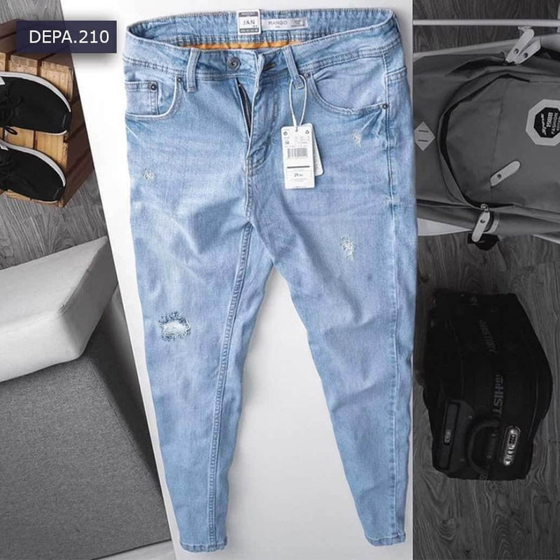men’s ice blue distressed jeans UAE front view - 3415 