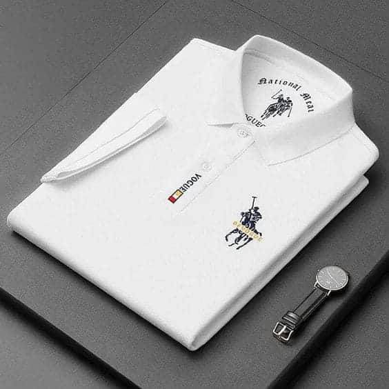 white polo shirt for men cotton fabric 1600 