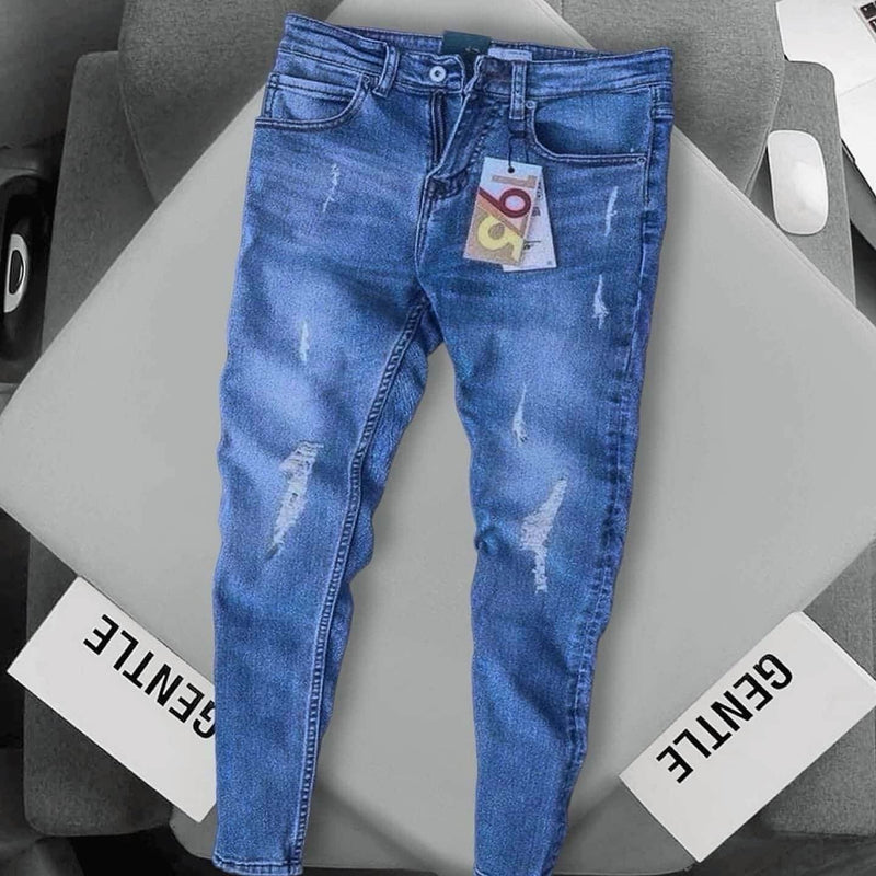 Slim fit ripped denim jeans Dubai streetwear - 3401 