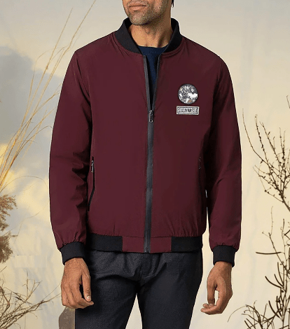 Men's Maroon Bomber Jacket